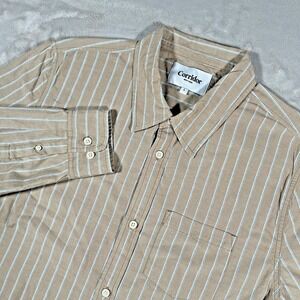 Corridor Shirt Men Large Brown Stripe Cotton Long Sleeve Button Up Pocket Casual